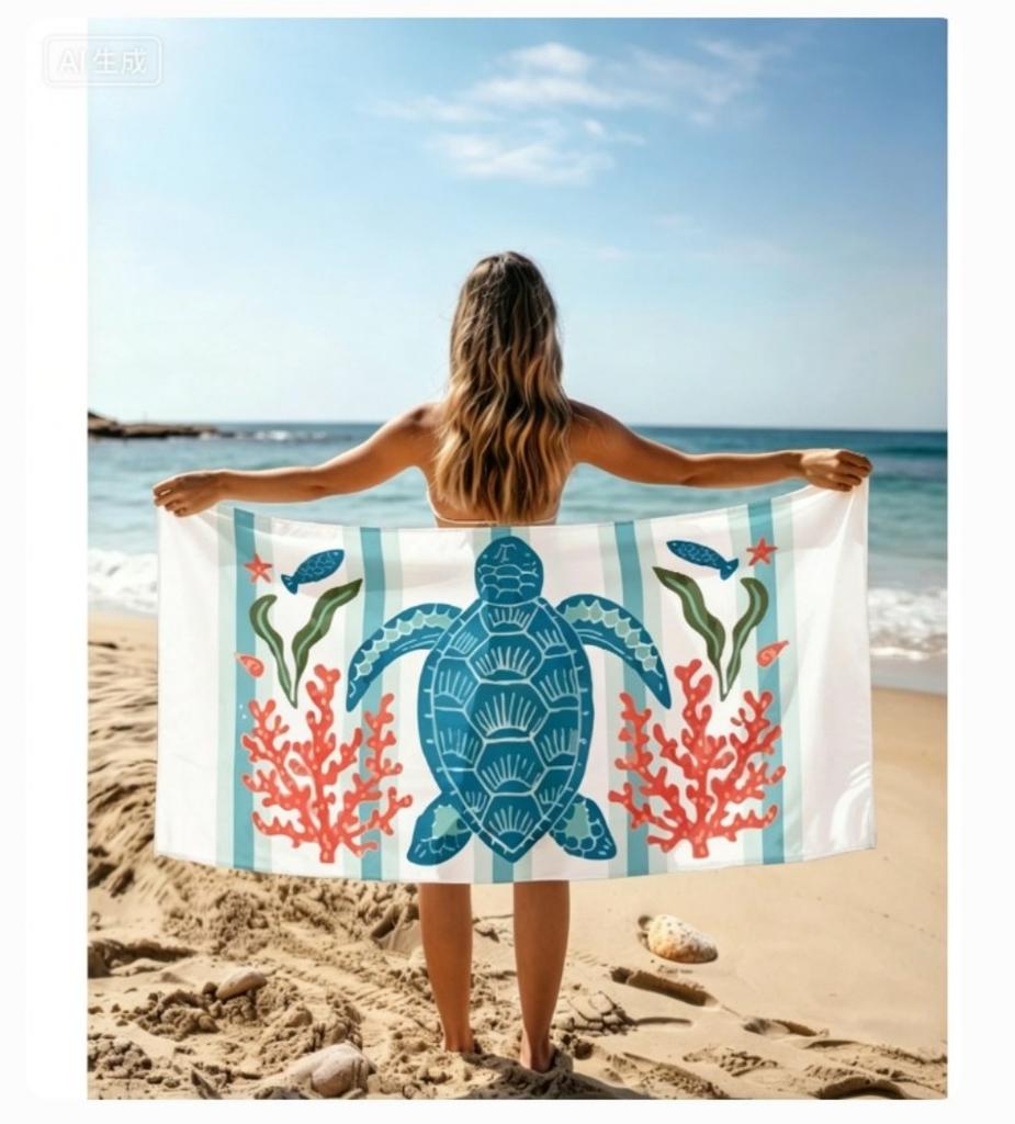 Quick Dry Microfiber Beach Towel Sand Free, Sea Turtle Large Bath Towels, Lightweight Absorbent Travel Towel Yoga Picnic Mat