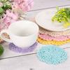 uxcell Crochet Doilies, Cotton Woven Coasters, Lace Round Handmade Coasters with Floral Patterns for Wedding Party Decorations, Pink, 100mm, 4 Pieces