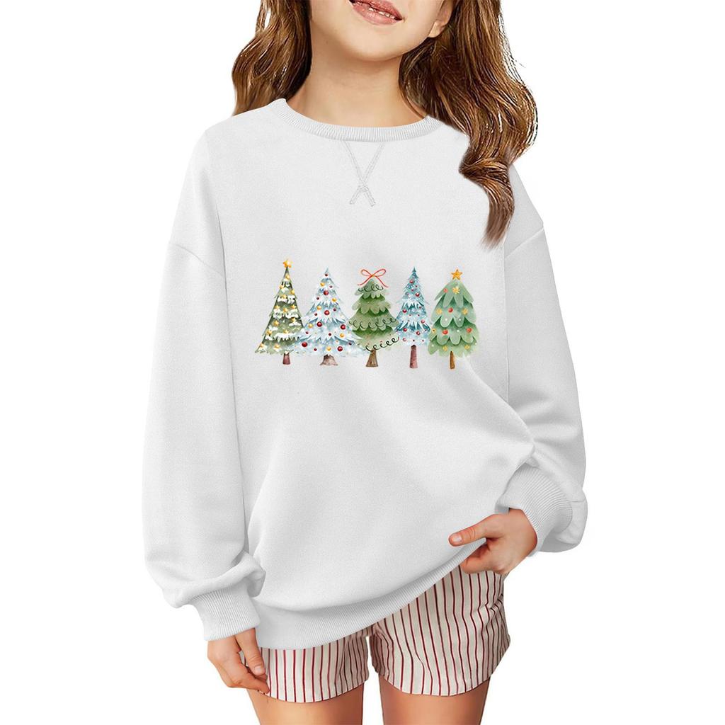 Children's Fashionable Casual Long-sleeved Loose Christmas Print Pullover Sweatshirt