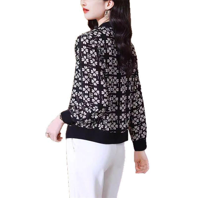 Women's Trendy Chiffon Cardigan: Lightweight Sun Protection Baseball Jacket for Middle-Aged Mothers