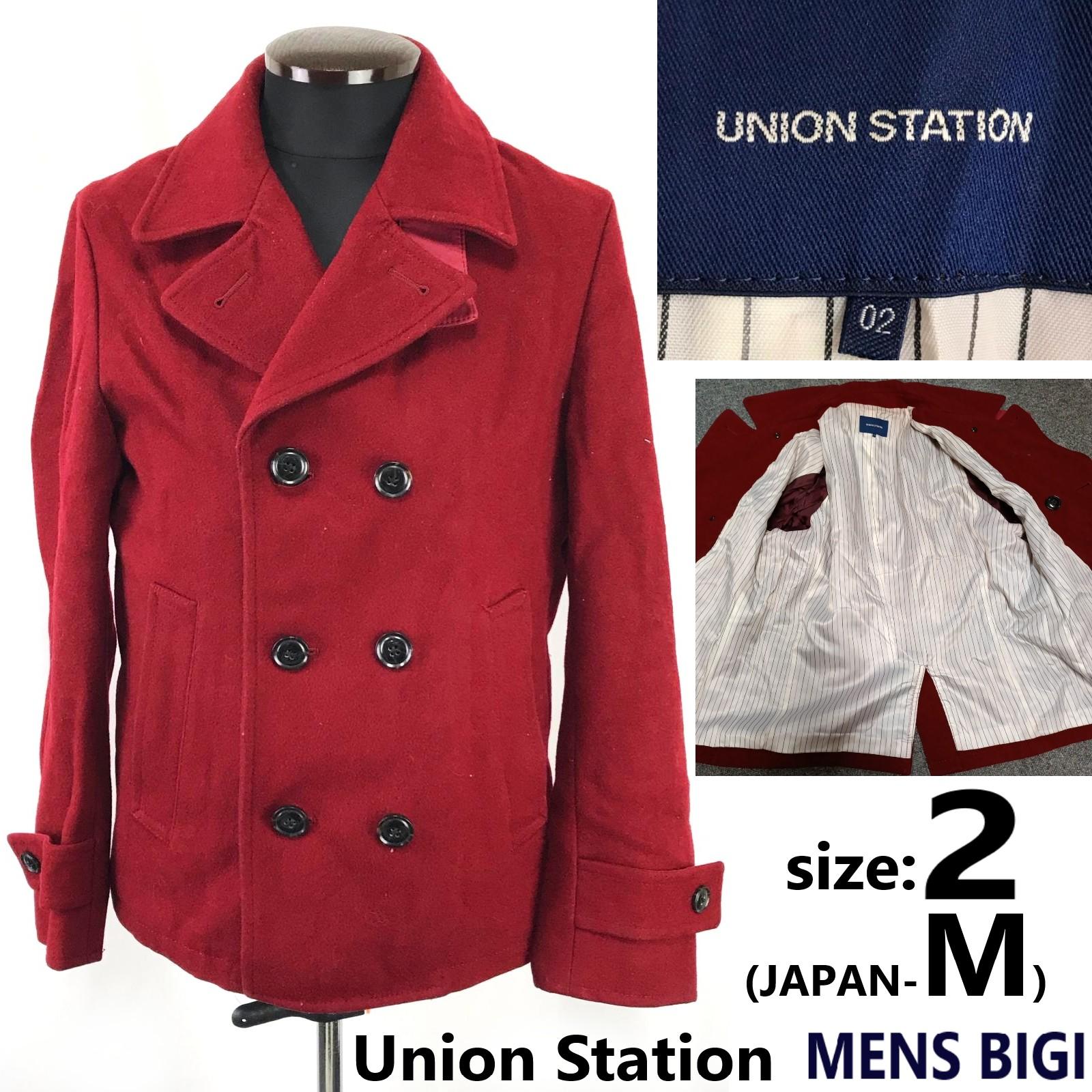 

Union Station Mens Bigi Wool Peacoat Red M(USED)