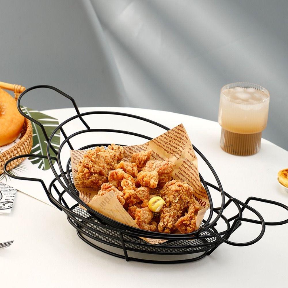 Creative Oval French Fries Basket Metal Basket Fried Chicken Basket Fast Food Baskets  Fast Food