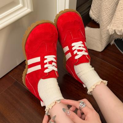 Suede Flat-bottomed German Training Shoes Women's 2025 New Spring Women's Shoes Popular Versatile Forrest Gump Shoes Sports and Leisure Board Shoes