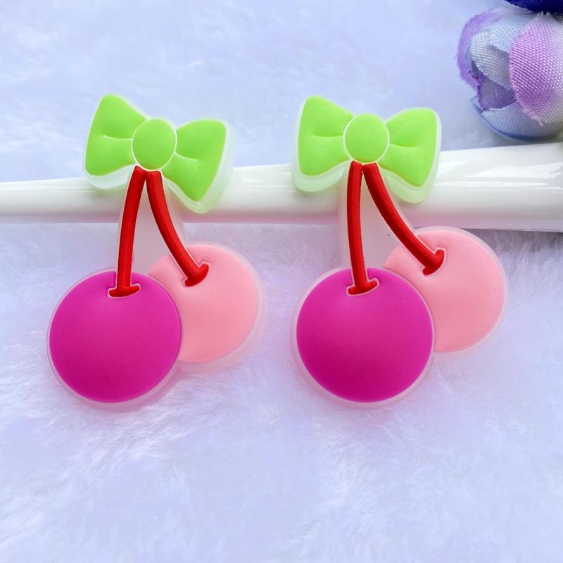 8pcs cute PVC Mixed Luminous fruit flexible glue Flat back DIY Scrapbook Embellishment Phone Craft Decoration D93A