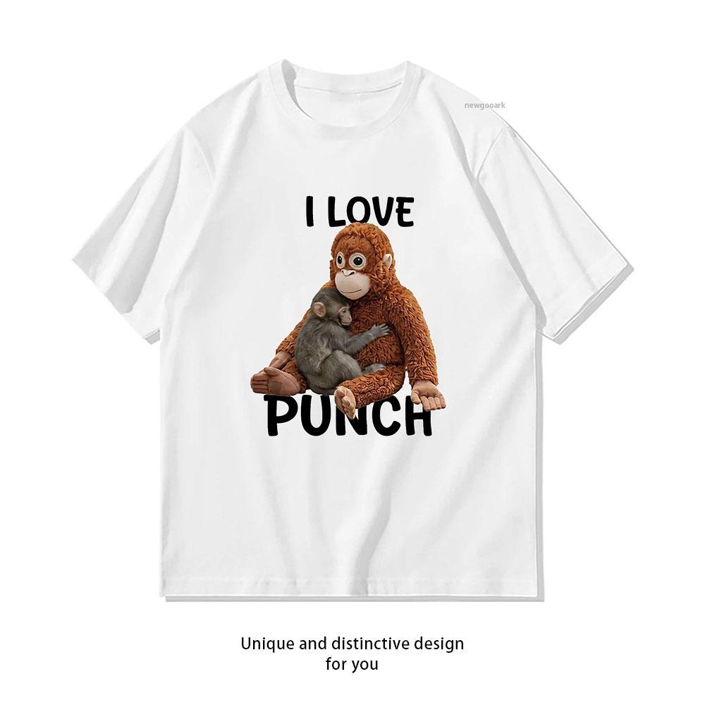 i love punch Monkey shirt Women Unisex Casual cotton graphic t shirts Creative streetwear camisetas tops tee Shortsleev S