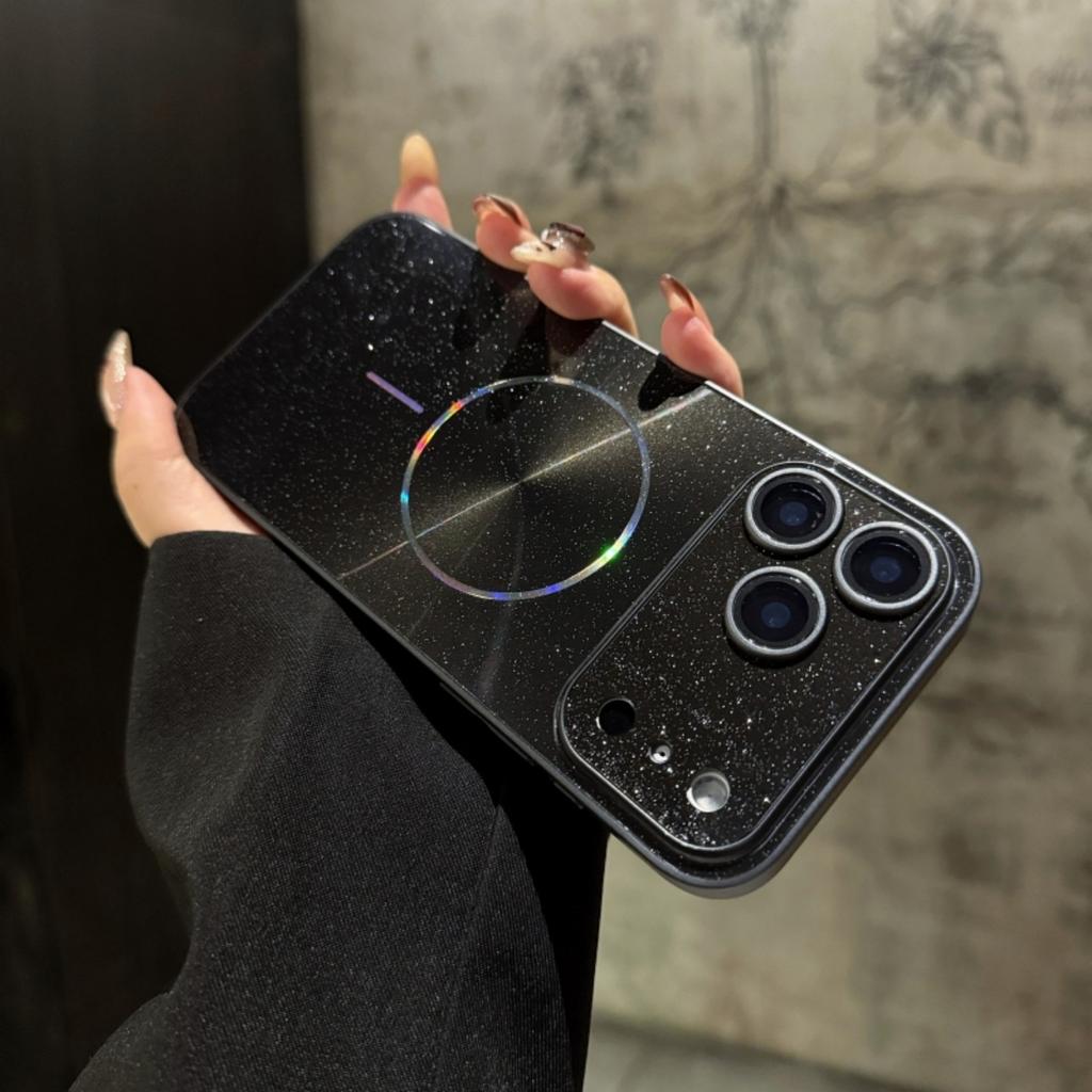 CD Texture Laser Glitter For Magsafe Lens Stand Case For iPhone Air 17 16 15 14 13 12 11 Pro Max Wireless Charge Bracket Cover
