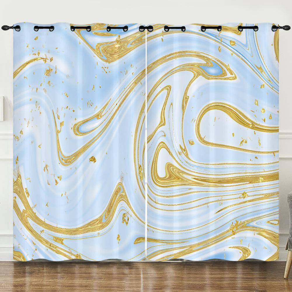 Curtains Wind Marble Texture Bedroom Curtains Digital Printing Blackout Curtains No Punching