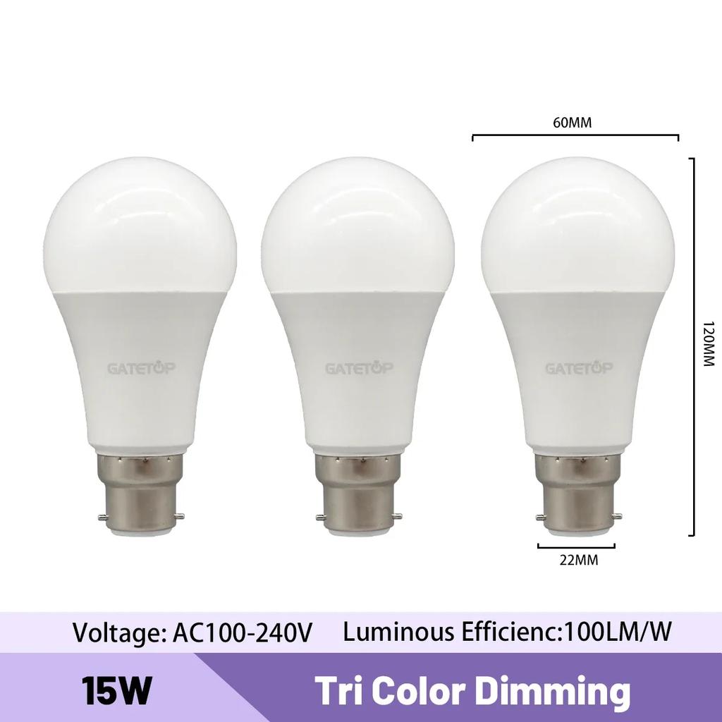 3pcs E27 B22 Energy Saving 3 Color Temperature CCT Bulb AC110V 220V 18W 24W Memory Function Color Temp Reset Light for Bedroom