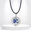 Anime Rotatable Blue Rose Pendant Necklace Lovers Friends Wearing Chain Jewerly Accessory