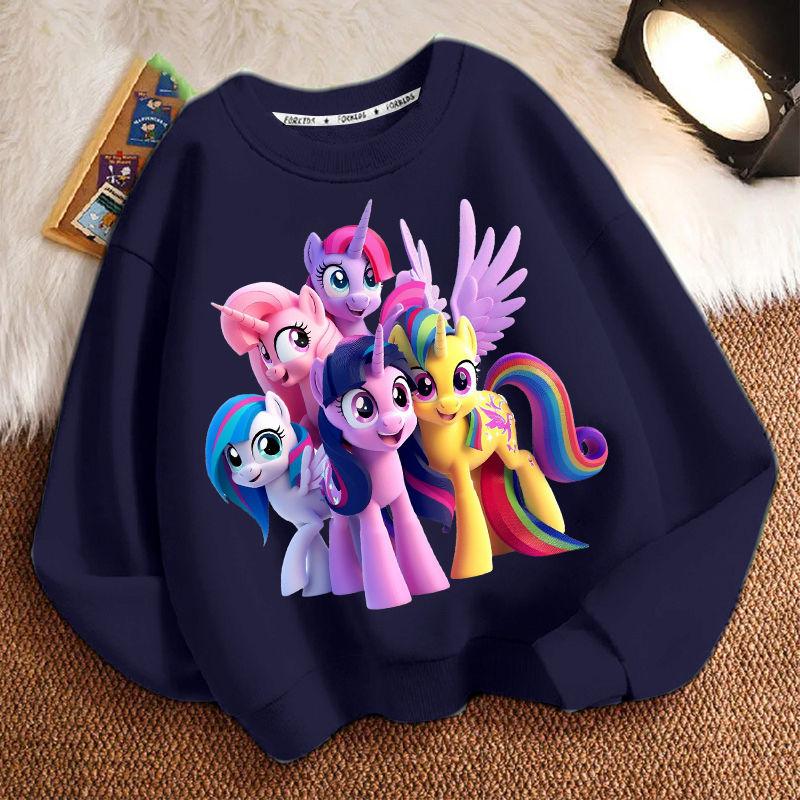 Schattige Kleine Paard Ronde Hals Hoodie voor Kinderen, Casual Top met Lange Mouwen voor Jongens en Meisjes in de Lente en Herfst