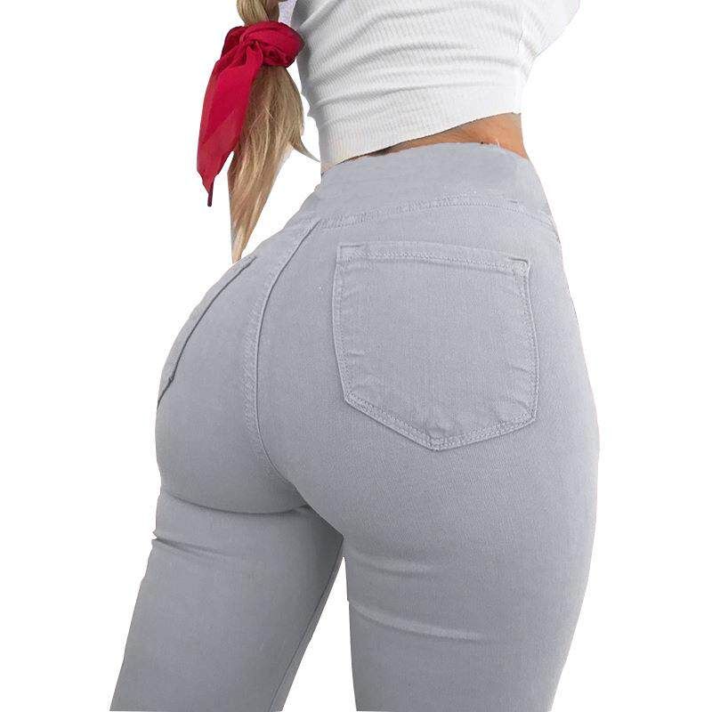 

Ebay Amazon Hot-Selling Casual Pants for Women, Slim-Fit Pants, Cross-Border European and American Style, Sexy High-Waisted Pencil Pants with Pockets Gray S