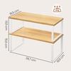 SONGMICS Spice Rack, Set of 2 Cupboard Shelf Organisers, Expandable Kitchen Shelf Organiser, Stackable Spice Holder, Metal and Engineered Wood