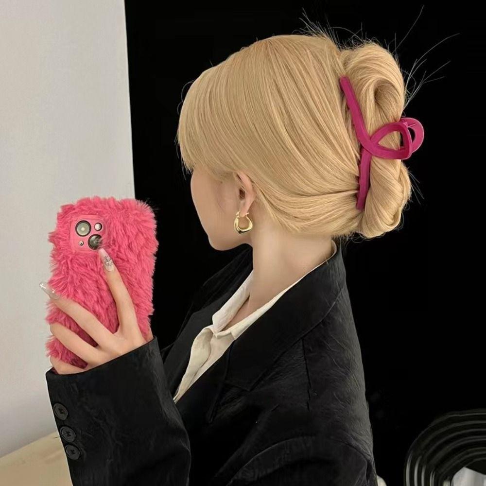 Vierkante Roze Grote Haaienklem Kruis Acryl Haarklemmen Hoofddeksel Meisjes