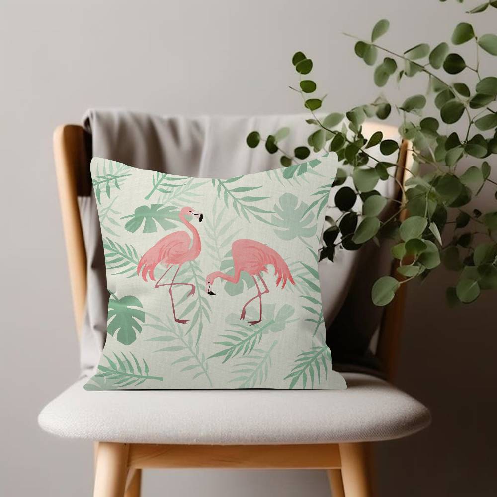 Leaf Flamingo Pillow Case Plush Fabric Soft Double Sided Print Sofa Cushion Cover Throw Pillow Covers