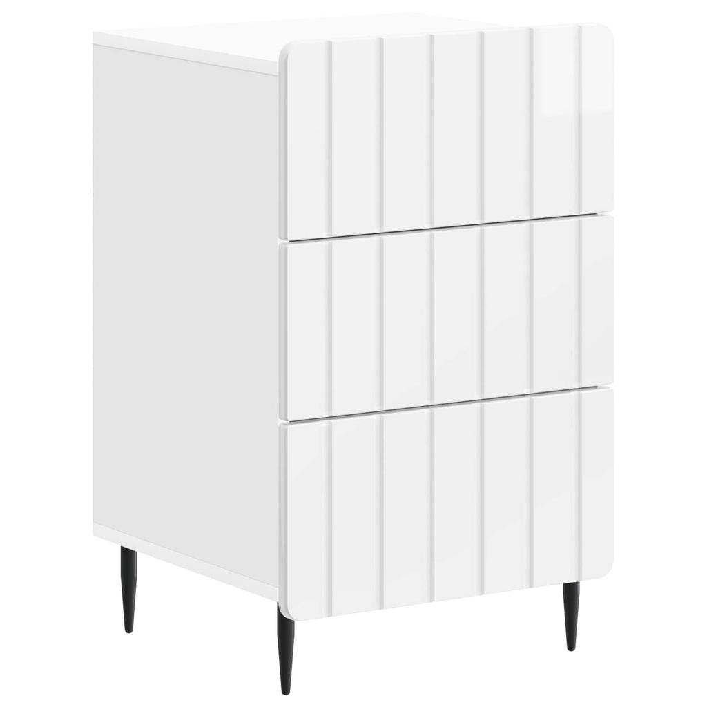 Nightstand High Gloss White 43 x 41 x 68 cm Engineered Wood