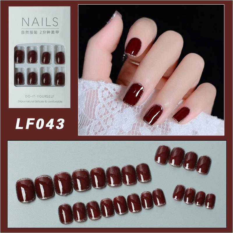 Faux ongles à presser courts réutilisables avec motifs français artificiels roses Kawaii faux ongles à coller Tipsy Kit de faux ongles à presser sur les ongles
