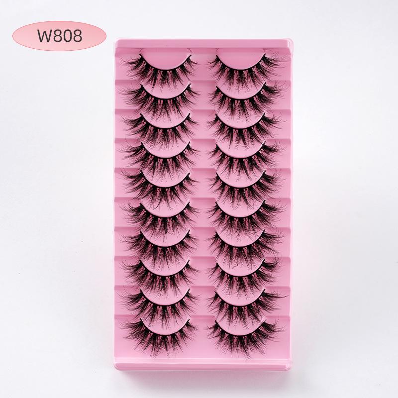 5D False Eyelashes - 10 Pair Pack: European & American Style, Multi-Layer, Soft, Natural, Dense