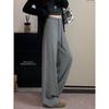 Drawstring High Waist Casual Pants Loose Pants Women's Autumn Drape Baggy Straight Trousers Apricot Mop Pants Lazy Long Pants