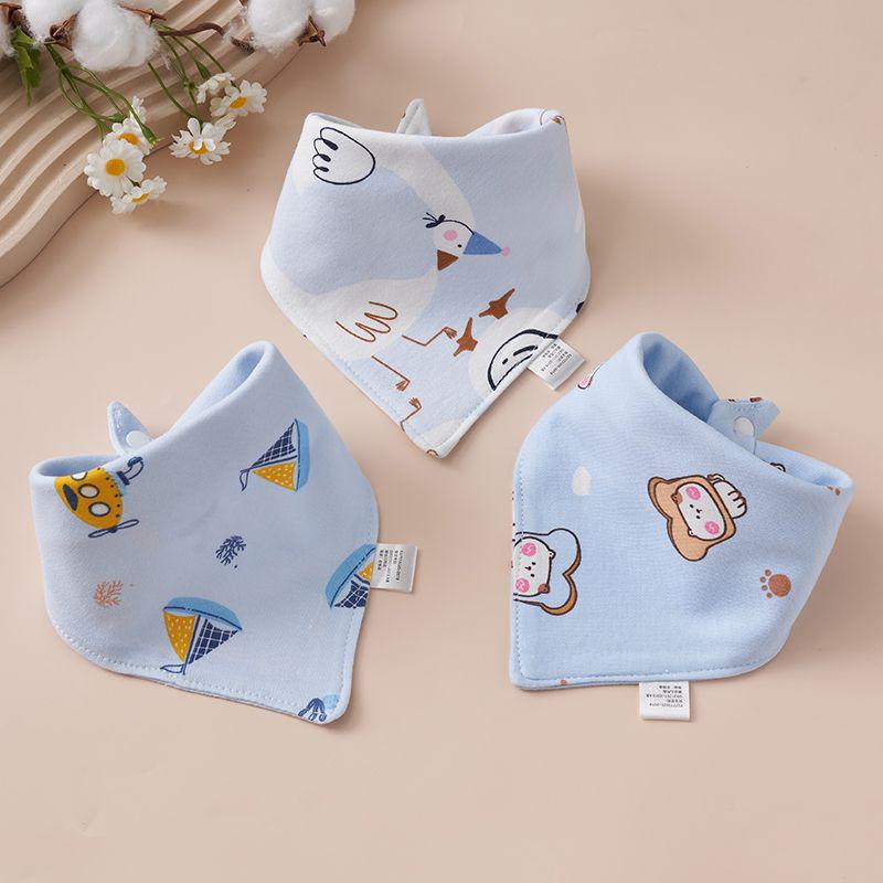 Newborn Pure Cotton Snap Bib - Double Layer Triangle Scarf for Babies