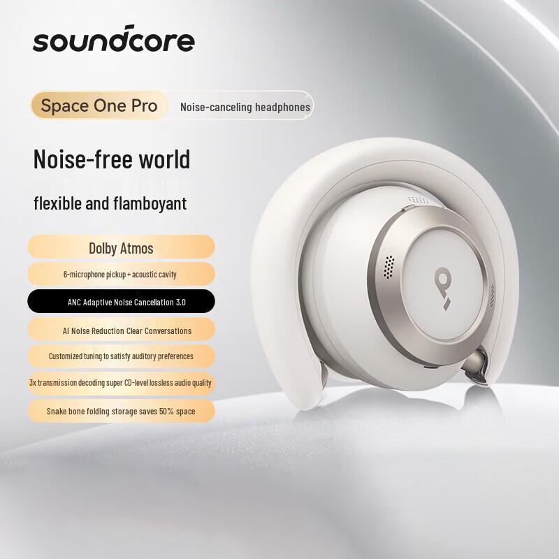 SoundCore Space One Pro Foldable Active Noise-Cancelling Bluetooth Headphones