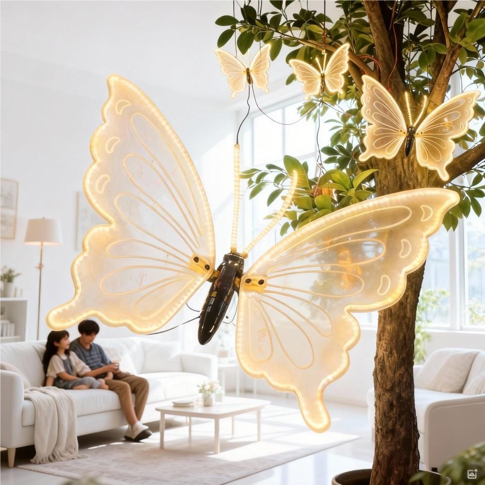 Ljb// Butterfly Pendant With Warm Light, Static Led, 40.