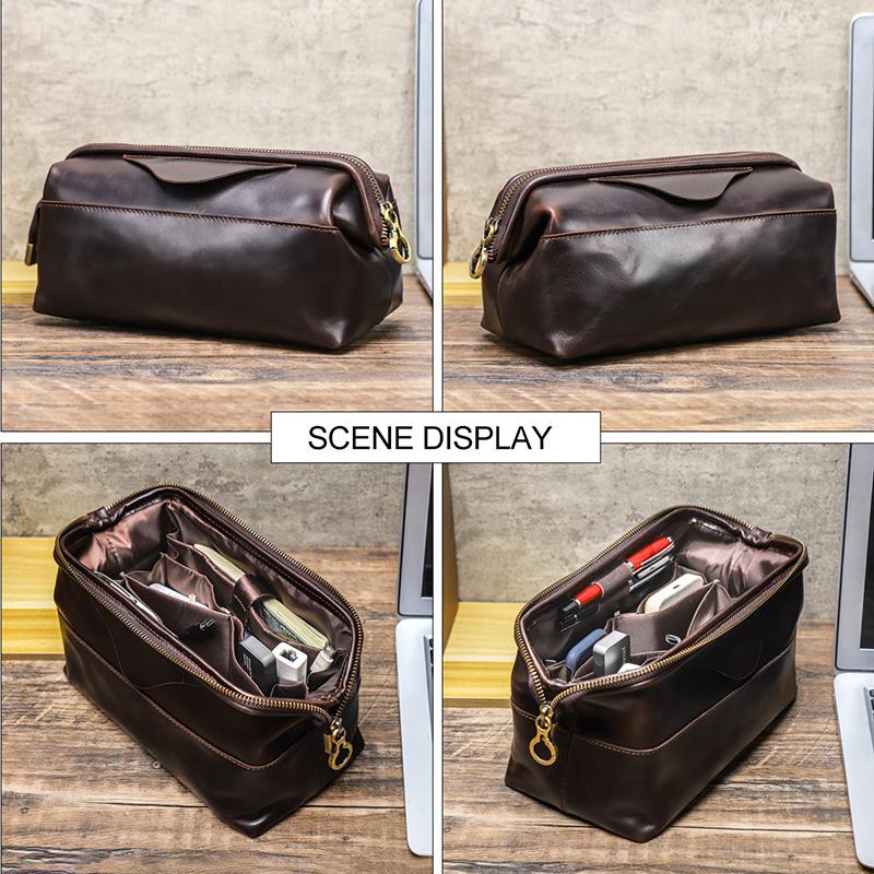 CONTACTS Genuine Leather Data Storage Bag Digital Accessories Storage Cable Phone Travel Cable Organizer