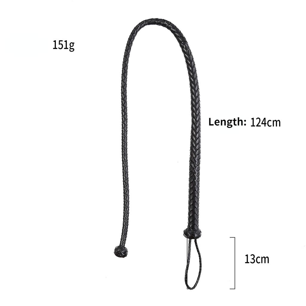 124CM Fetish Black PU Leather Whip Flogger Handle Spanking Paddle Knout Flirt BDSM Adult Game Erotic Sex Toys For Women Couples