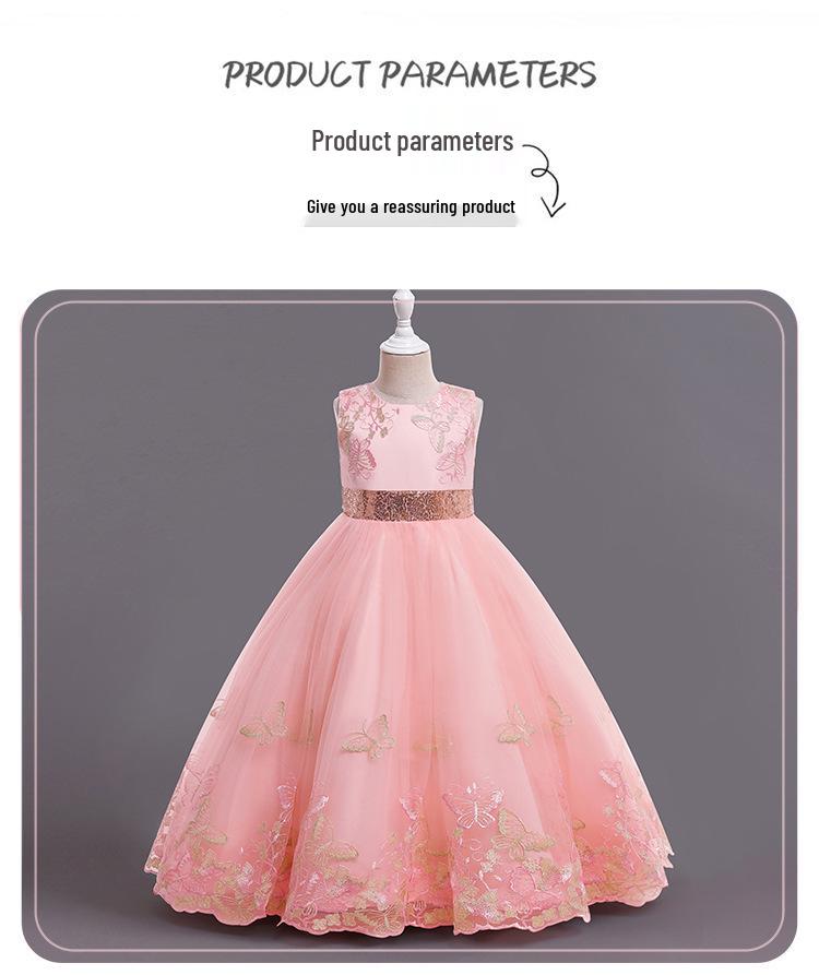 Dziewczęca sukienka formalna w stylu europejskim i amerykańskim, sukienka księżniczki na występy, długa suknia wieczorowa, na urodziny i wybieg.