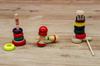 Miniature Japanese Traditional Wooden Toy Set of 3 Each of and Daruma (1 Wanage, Kendama, Drop)