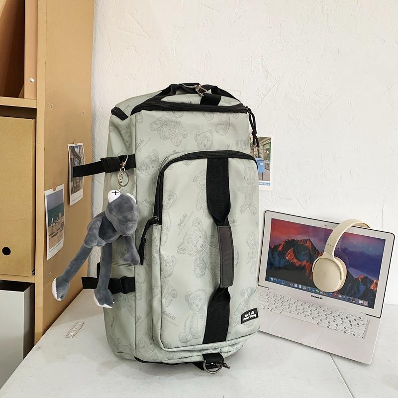 

Travel Bag Large Capacity Boys Backpack Short-distance Business Trip Duffel Bag Women Versatile Student School Storage Bag + [With frog pendant] зелений