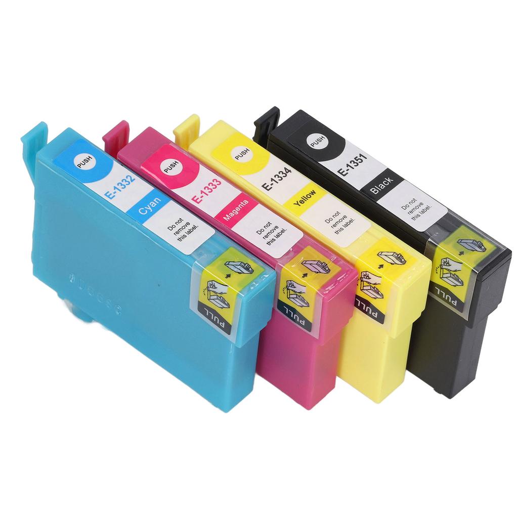 4 Pcs Ink Cartridge Black Cyan Magenta Yellow Smoothly Accurate Clear Anti Fade Printer Ink Cartridge for Stylus T1351