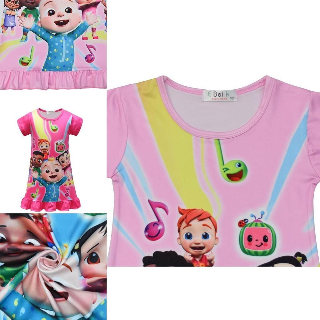 Entzückendes Cocomelon Mädchen-Nachthemd mit kurzen Ärmeln und weichem, atmungsaktivem Material