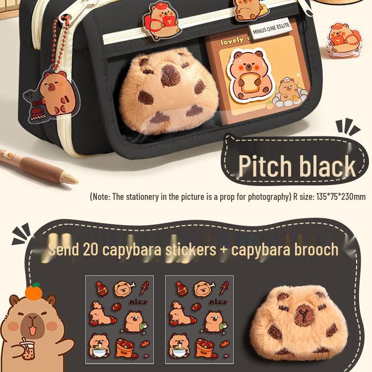 Capibara Velkokapacitní Průhledné Pouzdro na Tužky Odolné Proti Nečistotám, Roztomilé a Stylové pro Studenty Středních Škol