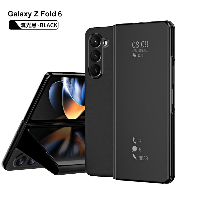 Galaxy Z Fold6 Flip Case With Stand Mirror Finish Full Coverage PC Cover Black Gold Purple Blue Rose