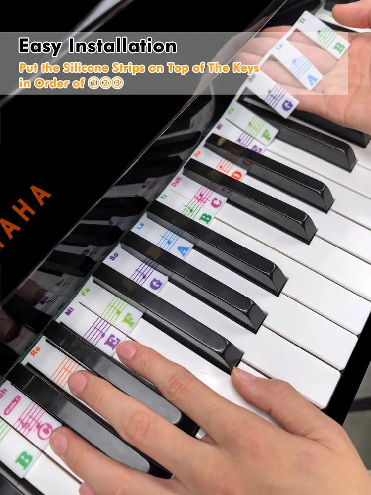 YPTSYSYS Piano Sticker for Beginners, Removable stickers with notes on the piano keyboard for learning, Full-size, 88 keys, made of silicone