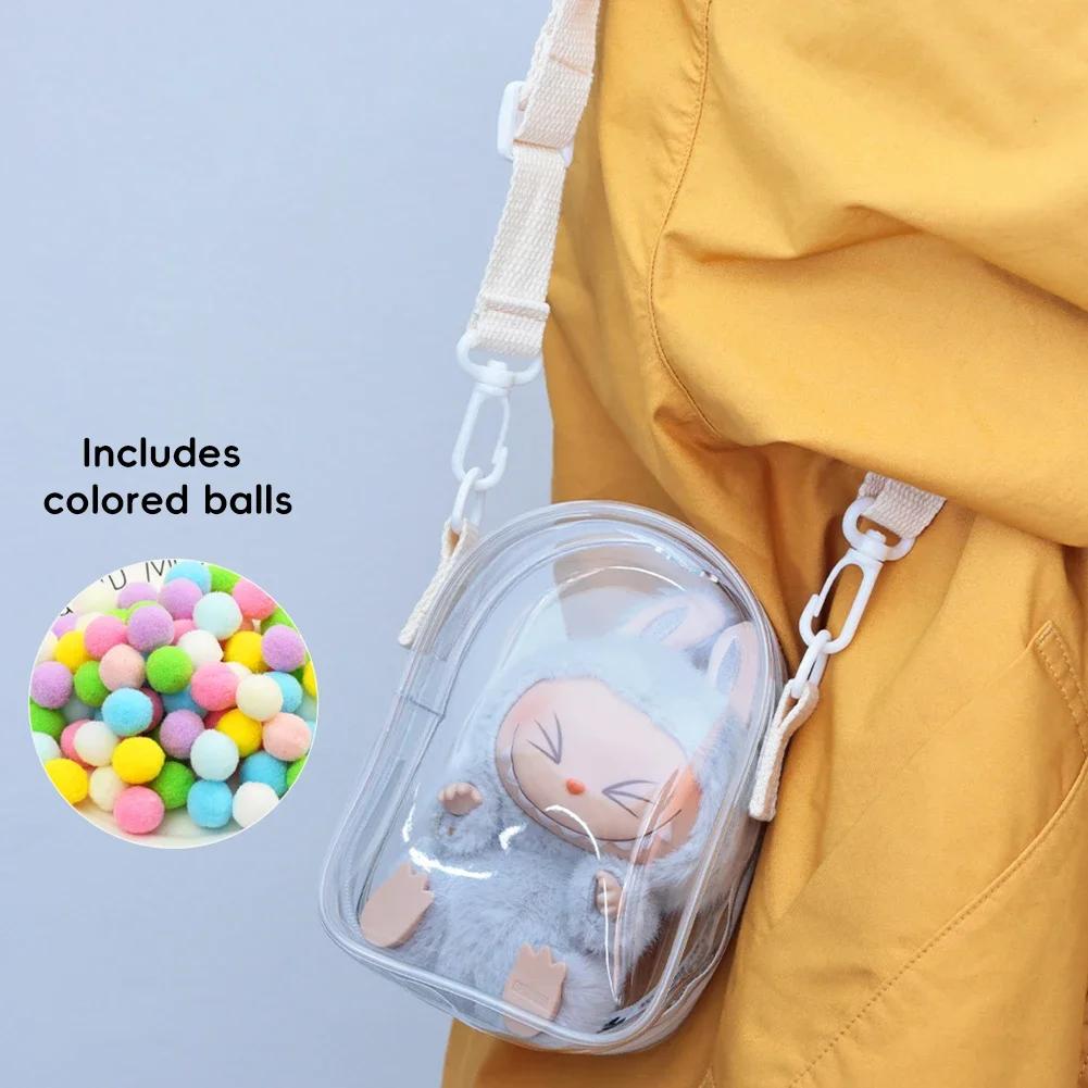 For 17cm Labubu 15cm Cotton Doll Mystery Box Storage Case Doll Organizer Box Square Plush Dolls Display Bag Doll Accessories