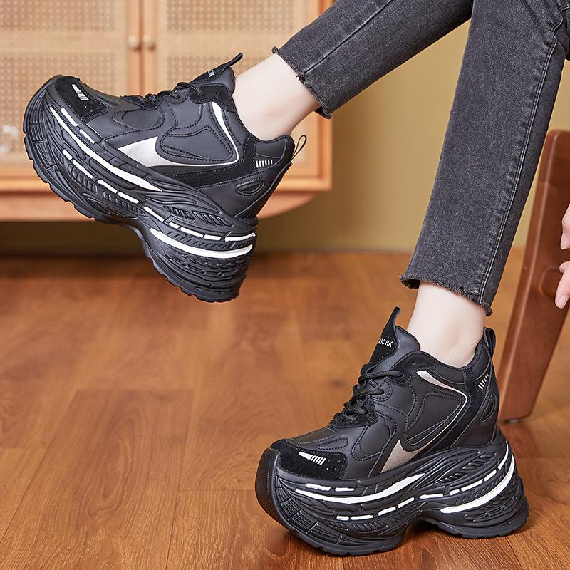 Nové prodyšné „dad shoes“ s vnitřním zvýšením výšky, platforma, síťovina, malé sportovní a volnočasové boty