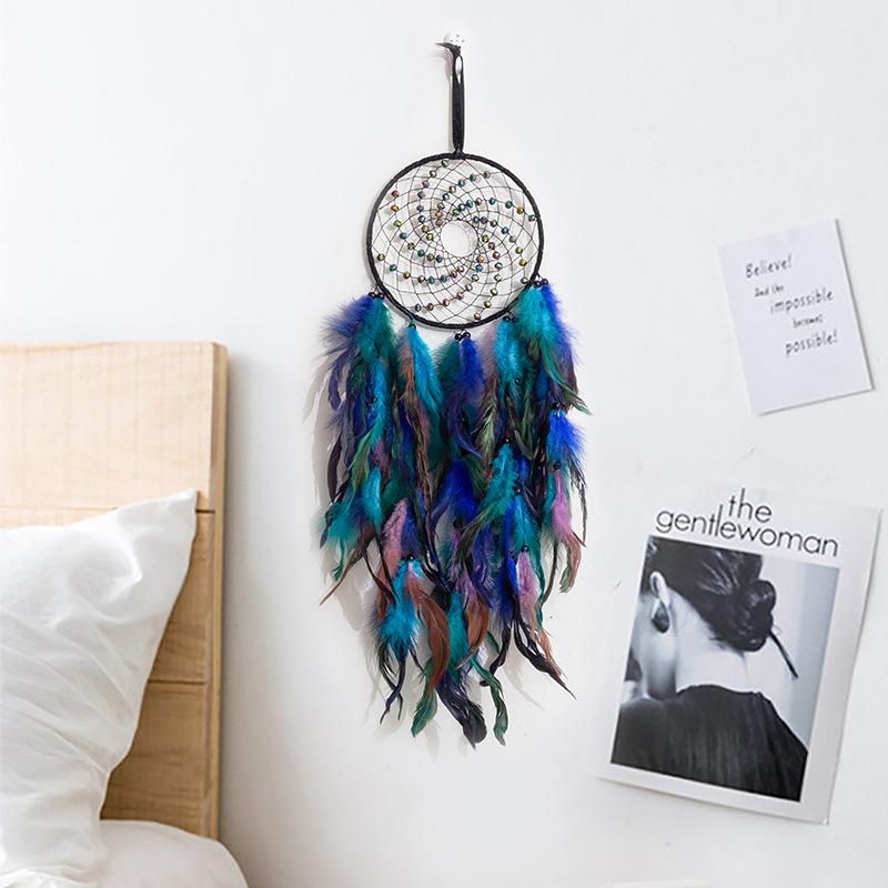 Indian Feather Wind Chime Hanging Ornament Dream Chaser Handmade Dream Catcher Room Bedroom Pendant Creative Crafts