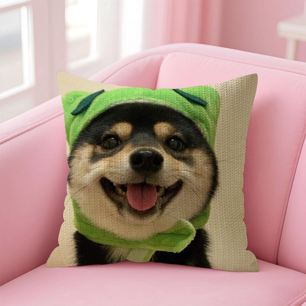 Funny Cute Dog Cat Cushion Cover Natural Linen Pillow Case Double-Sided Print Decorative Sofa Pillowcase Home Decor Gift