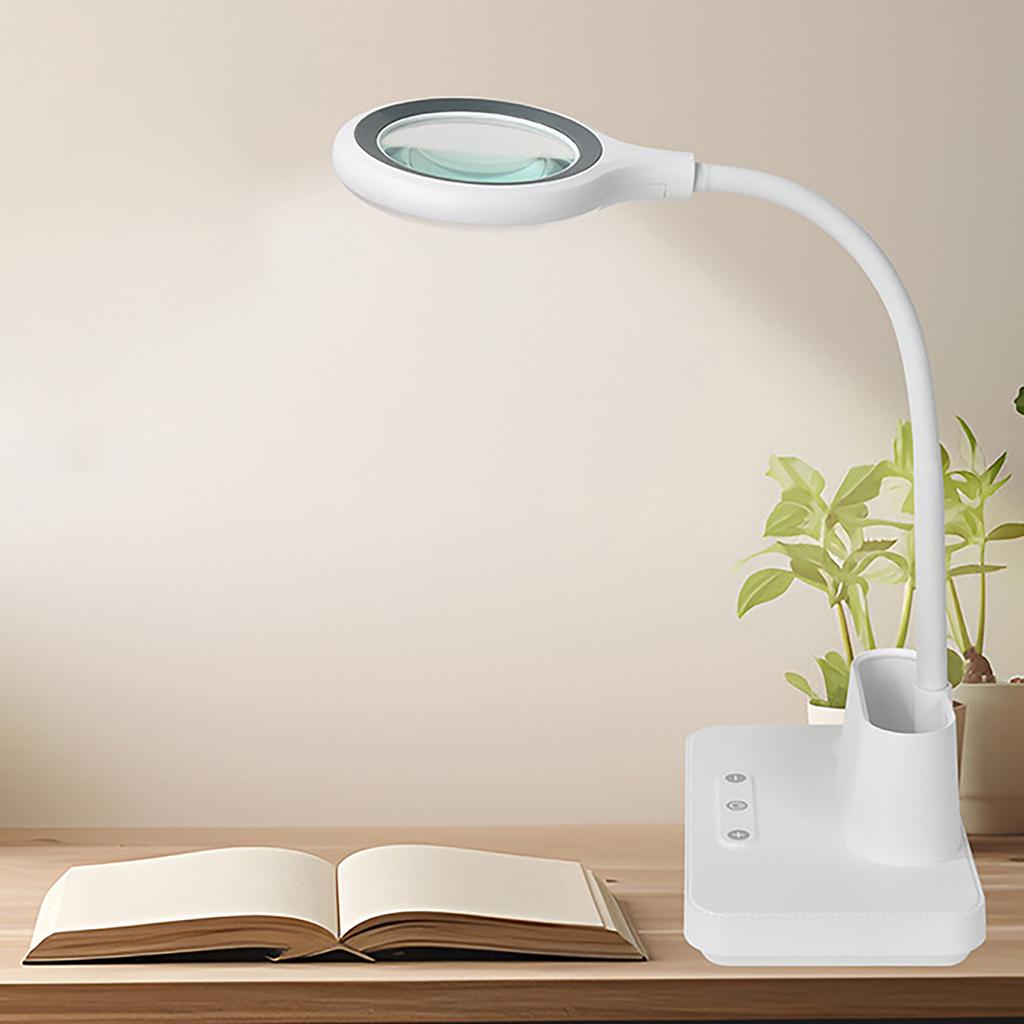 Wiederaufladbare 5-fach Zoom Lupe mit einstellbarer Helligkeit und drei Lichtfarben für präzise Aufgaben, Detailarbeit