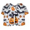 Men's Short Sleeve V Neck Halloween Print Medical Scrub Top with Chest Pocket Comfortable Fit Workwear for Healthcare Professionals