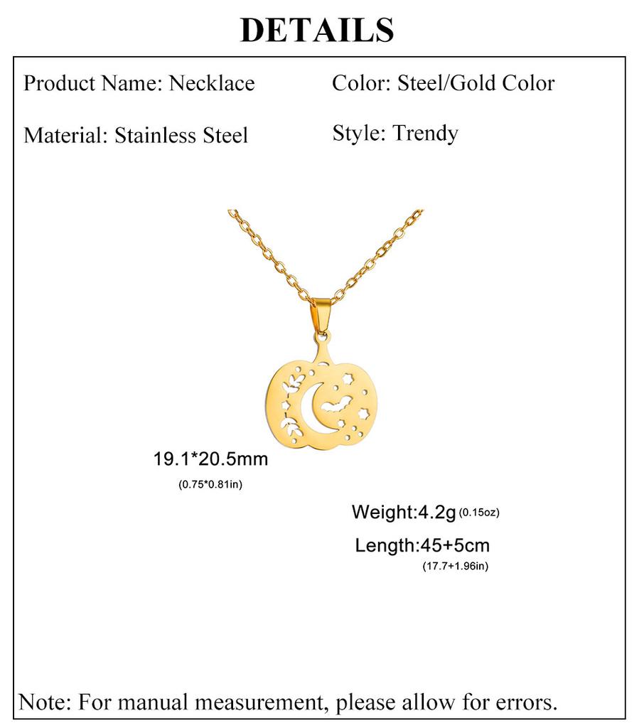 Cazador Halloween Pumpkin Bat Moon Necklace for Women Stainless Steel Pendant Chain Necklace Jewelry Party Gift 2026 Wholesale