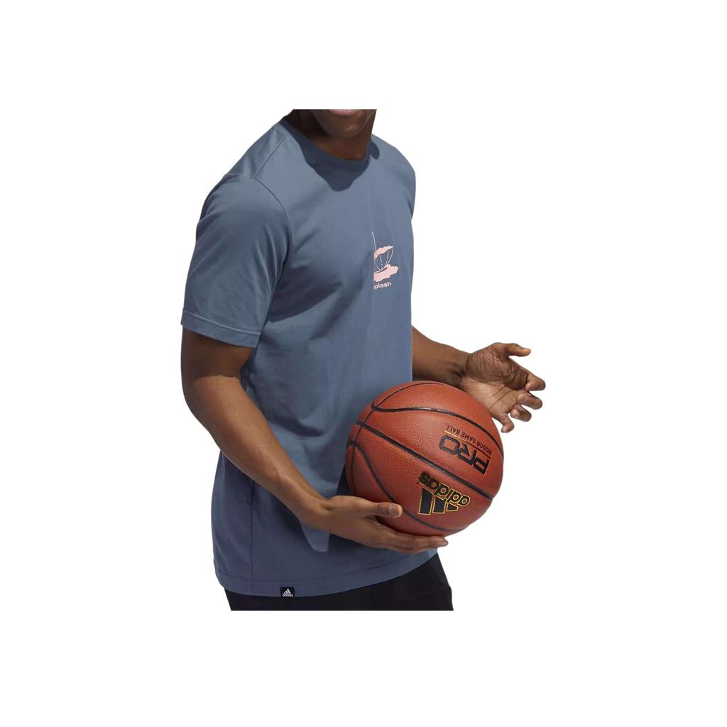 adidas Umbrella Print Round Neck Pullover Short Sleeve T-Shirt Men T-Shirts Gray Blue GE4518