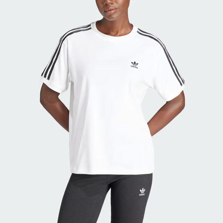 Adidas Originals Trefoil Logo Print Short Sleeve T-Shirt Women Tops White IR8051