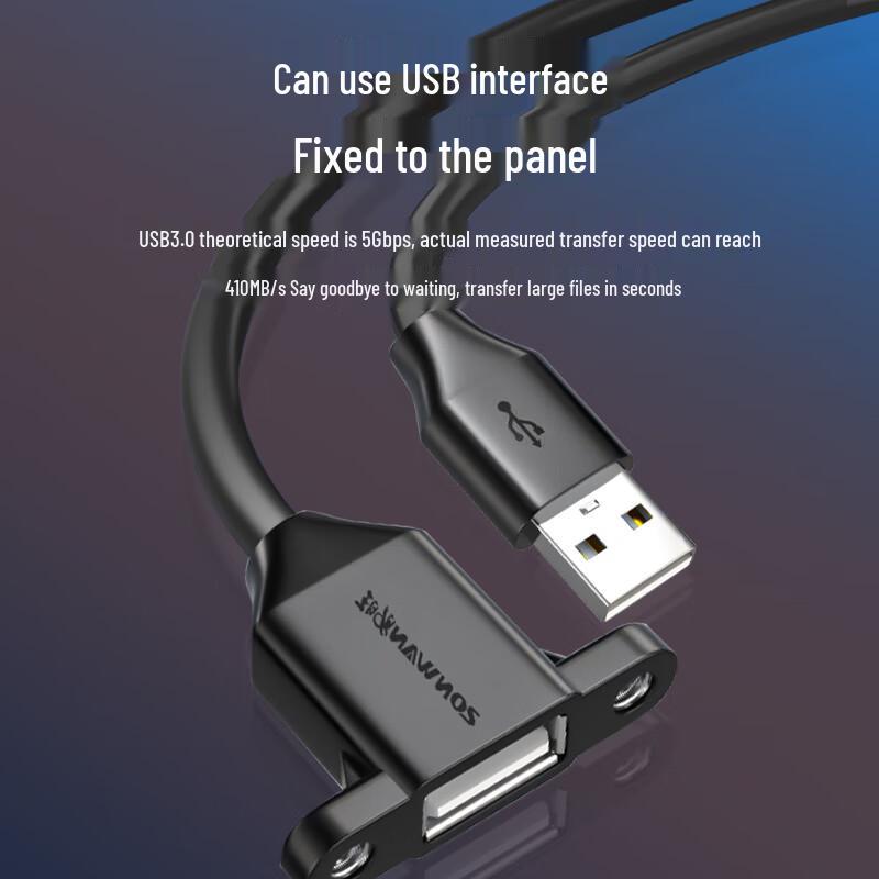 ZONWAN USB 2.0 Male To Female Extension Cable with Mounting Ears