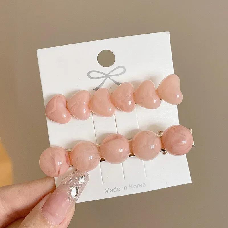 

Заколка для волос в виде сердца с желеобразным цветом для женщин и девочек, челка, боковая шпилька, сломанная заколка для волос, лоб, заколка-утконос, головные уборы розовый