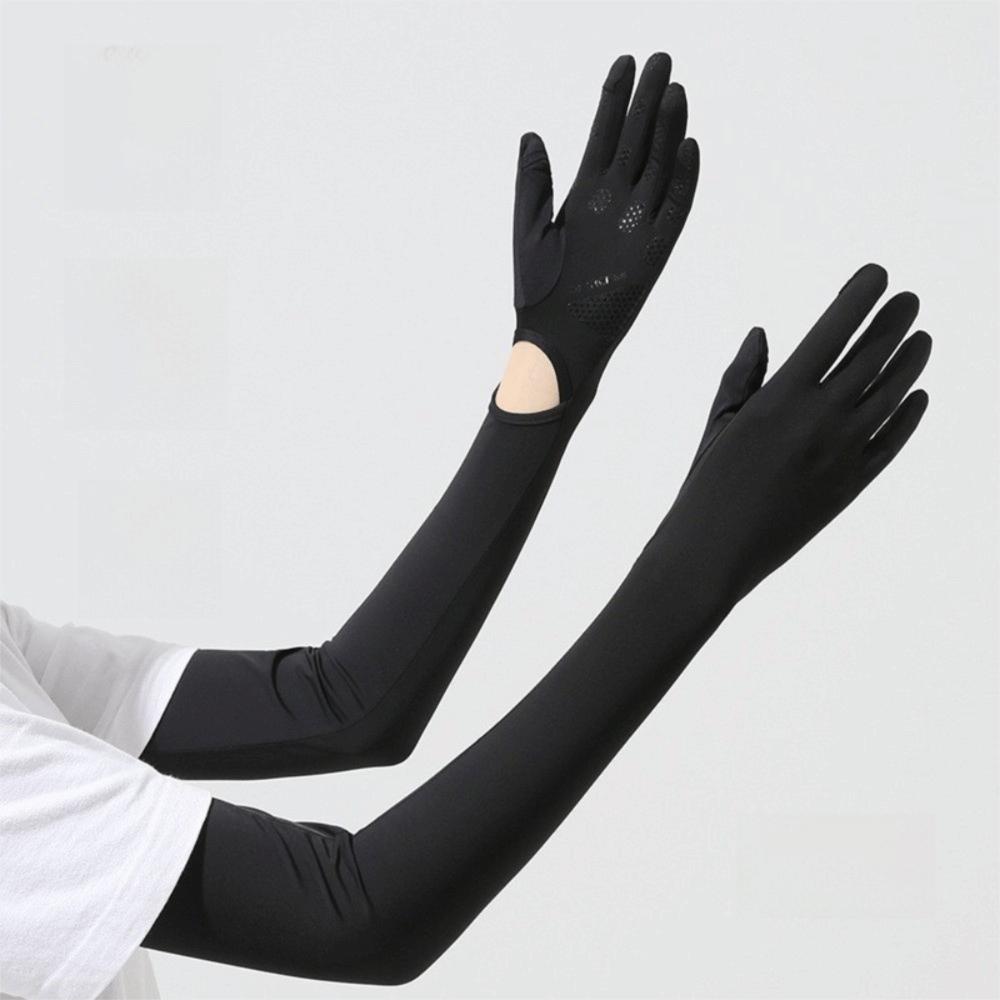 Breathable UV Protection Sun Protection Gloves Long Gloves Touchscreen Ice Silk Sleeve Ice Silk Bicycle Gloves Travel чёрный