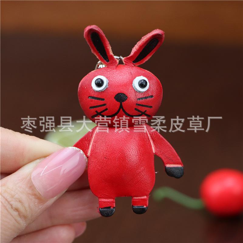 

The First Layer Of Cowhide Bunny Pendant, Car Keychain, Cute Bag, Pendant, Accessories, Zodiac Gifts, Gifts красный