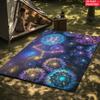Glowing Dandelion Galaxy Area Rug, Neon Constellation Carpet for Living Room, Non-slip Starry Sky Floor Mat for Bedroom Decor