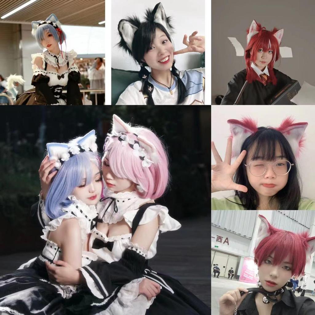 GUFER Kočičí liščí zvířecí cosplay doplňky do školy a na Vánoce Uši, Uši, Čelenka, Uši, Halloween, Festivaly, (Hnědá a bílá)